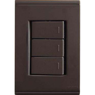 Imagem de Conjunto 4x2 Com 3 Interruptores Simples 10 A 250 V Tramontina Liz Grafite Tramontina