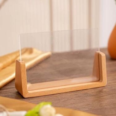Imagem de Moldura dupla face em forma de U com base de madeira de faia e capa de vidro acrílico inquebrável de alta definição, adequada para exibição de mesa (15 x 10 cm, horizontal)