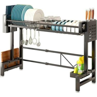 Imagem de Escorredor De Secadora De Louça, 2 Níveis De Escorredor Com Suporte Para Utensílios, Prateleira De Pratos Para Pia, Prateleira De Cozinha Para Pia, Monolayer