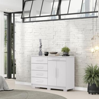 Imagem de Cômoda Sapateira 5 Gavetas 2 Portas 122 Cm Siri 20019 Vlr Branco