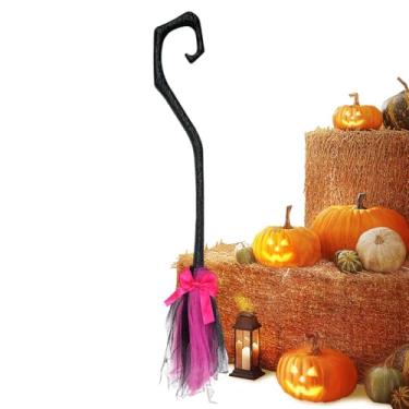 Imagem de Rrlihjgu Vassoura de Halloween | Vassoura Decorativa De 94 Cm | Decoração Assustadora Portátil Com Para Parede Porta Exterior Interior Quintal | Varanda Jardim Frente Da Casa Interior E Exterior