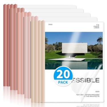 Imagem de WORPSON Pacote com 20, capas de relatório transparentes com barra deslizante para letras e folhas A4 – pastas de apresentação com capacidade para 70 folhas, capas de currículo e fichários de