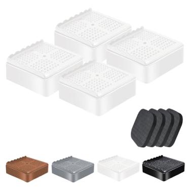 Imagem de Elevadores de móveis para cama resistentes de 2,5 cm, 5 cm, 7,6 cm, 10 cm, em forma de L, ajustável, elevador de cama, para pernas de mesa, sofá, poltrona, geladeira, máquina de lavar (2,5 cm, branco