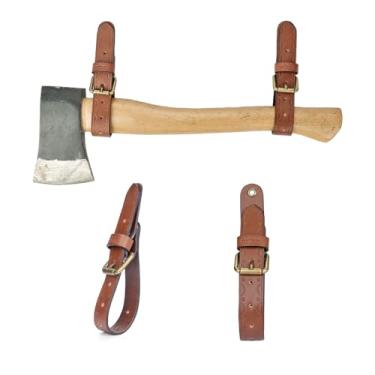 Imagem de Tiras de couro Tourbon para pendurar na parede, fecho de fivela para machados, machados e ferramentas, cabides de ferramentas resistentes, suporte de parede para suporte de arma, suportes de montagem