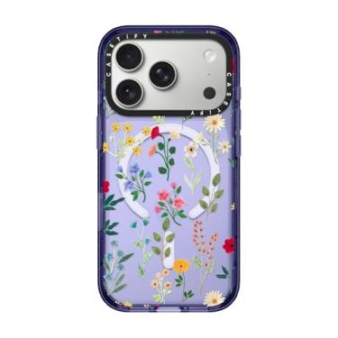 Imagem de CASETiFY Capa Impact para iPhone 17 Pro [fina/compatível com Magsafe/2,5 m. Proteção contra quedas de grau militar 4X] - Spring Botanicals 2 - Azul macio