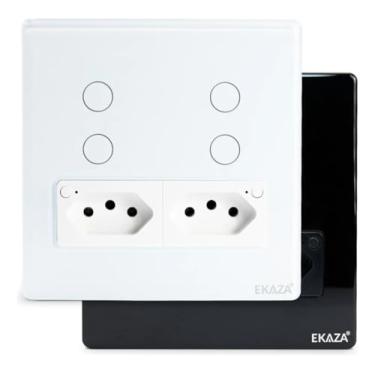 Imagem de EKAZA Interruptor 4 botões + 2 tomadas 4X4,WIFI, Branco - EKAT-T3075-W