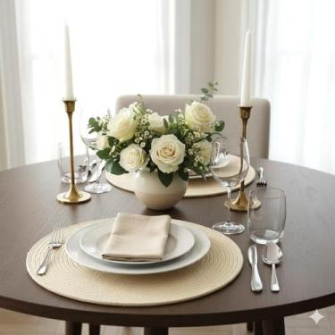 Imagem de Kit Jogo Americano Redondo Mesa Decorativo Jantar Descanso de Prato - 