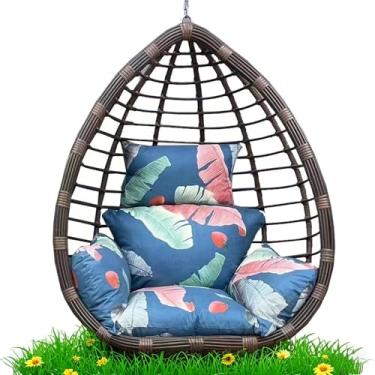 Imagem de Almofada para cadeira de ovo para pendurar ao ar livre - Almofada de cadeira giratória lavável para pátio, jardim e varanda, capa de assento durável e confortável em cores tropicais do Havaí (P)