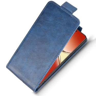 Imagem de LTLMYDAM Capa carteira para Honor Magic 8 Pro/8, capa flip de couro para cima e para baixo, compartimento para cartão, função de suporte, capa macia, azul, 8