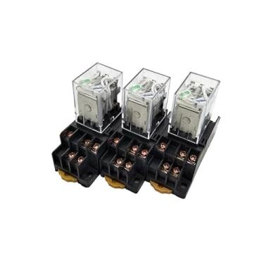 Imagem de 3 peças HH53PL DC 24V bobina 3PDT 11Pin 35mm trilho DIN montagem relé eletromagnético