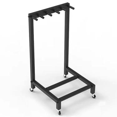 Imagem de Rack de armazenamento de raquete de tênis infantil, raquete de badminton móvel para casa/jardim de infância/ginásio, suporte para 5, 6, 7, raquetes, estrutura de aço resistente preta, 5 raquetes