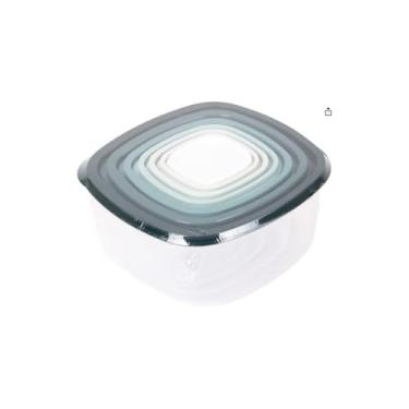 Imagem de Conjunto de Potes Plásticos Quadrados, 7 Peças com Tampa Hermética, Transparente e Colorido, Capacidades de 100ml a 4L, para Organização de Alimentos