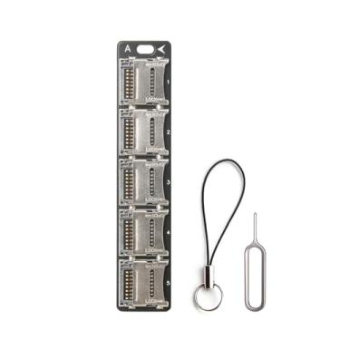 Imagem de PinQiongZhe Capa de armazenamento de cartão micro SD com 10 compartimentos, leve, portátil e compacta, suporta armazenamento de cartão Micro SDHC/Micro SDXC/Micro SD, equipada com cordão e pino de