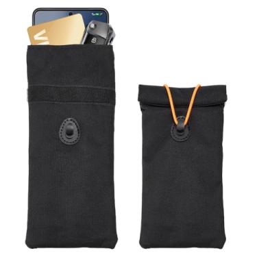 Imagem de OLYCRAFT 2 peças de capa bloqueadora de EMF para proteção de celular 22 x 9 cm, bolsa preta Faraday, bolsa de segurança, bloqueador de RFID, bolsas com bloqueio de sinal, bolsa protetora para chave de