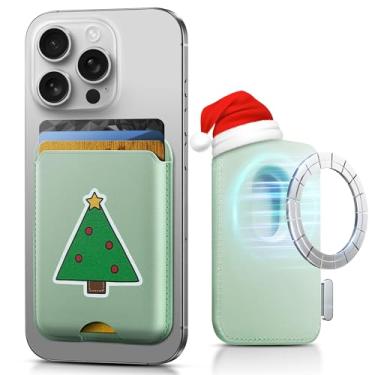 Imagem de SOUNDBYTE Carteira magnética mais forte para iPhone 17/16/15/14/13/12 séries e para capas MagSafe | Suporte magnético de couro com bloqueio de RFID N52 com ímãs poderosos | Comporta 3 cartões | Verde