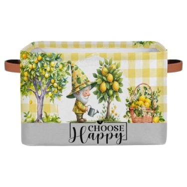 Imagem de Cestos de armazenamento pequenos, anão limão amarelo com alças, caixas de armazenamento de brinquedos infantis, organizador de cubo de tecido dobrável, cesto organizador para berçário, sala de estar