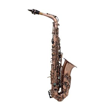Imagem de Kit de sax para iniciantes Sax profissional EB E-Flat Saxofone alto dobra concha concha padrão de entalhe com estojo luvas instrumento de sopro