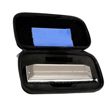 Imagem de Gaita cromática atualizada, 16 furos, 64 tons, chave C, pente de alumínio, instrumento de gaita