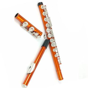 Imagem de Flauta Flauta 16 Furo Fechado C Chave Instrumento de Sopro Madeira Lindo Corpo Laranja Cobre Níquel Teclas Duráveis