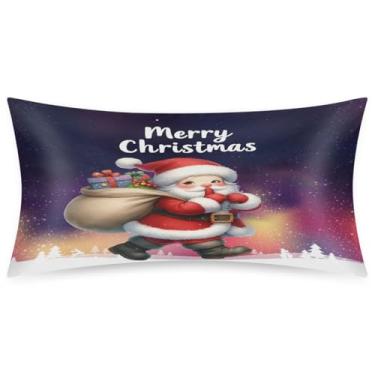 Imagem de Fronha King Size de cetim de seda para cabelo e pele, macia, antiderrapante, refrescante, Papai Noel, vermelho, capas de travesseiro fofas com fecho de envelope para dormir, mulheres, homens, crianças
