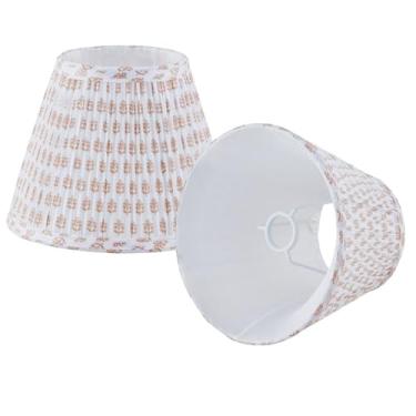 Imagem de Uno Conjunto de 2 persianas plissadas, cúpulas de tambor 12,7 cm superior x 23 cm inferior x 17,78 cm altura inclinada, abajur de substituição pequeno (encaixe deslizante) abajures de tecido, abajures