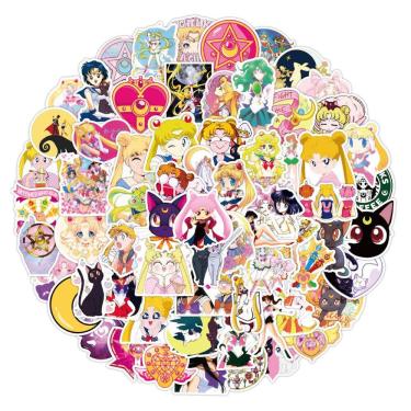 Imagem de Adesivos Sailors Moons Anime 100 peças de PVC impermeável 5-7 cm