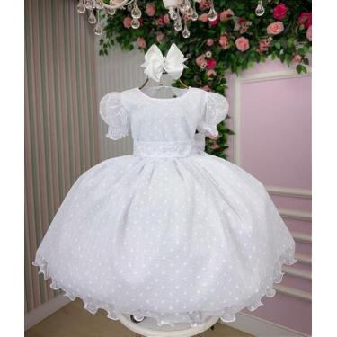 Imagem de Vestido Infantil Branco com Bolinhas Poá para Festa Luxo - Fabuloso At