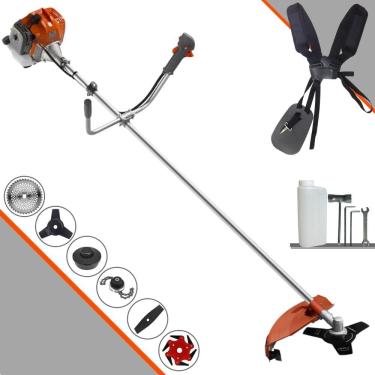 Imagem de Máquina de Corta Grama Tekna RL430ACNTK À Gasolina 43cc 1,7HP 9.000rpm Multifunções Profissional Completa Com Carretel de Nylon + 5 Lâminas de Corte