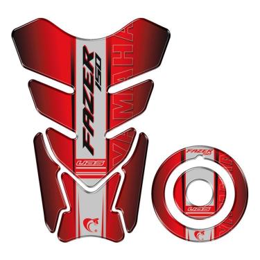 Imagem de Kit Adesivo Protetor Tanque E Bocal Moto Yamaha Fazer 150 2023-2024 Cor Vermelho