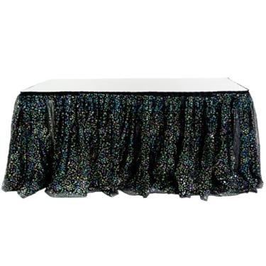 Imagem de Deugold Saia de mesa de tule Black Star, toalha de mesa de chiffon de 1,8 m para decorações de festa de aniversário, chá de bebê, meninas, bolo, sobremesa, decoração, 2 unidades