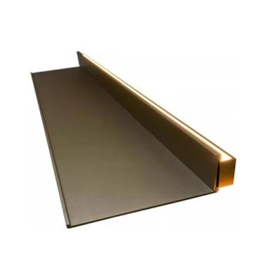Imagem de Prateleira de parede de metal, prateleira flutuante de metal, suporte de exibição iluminado, prateleiras montadas na parede para câmeras, alto-falantes, livros, plantas (dourado 6000 k-60 x 20 cm