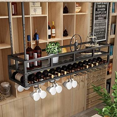 Imagem de APUM Suporte suspenso para copos de vinho, suporte para copos de vinho, garrafa de vinho, armazenamento de garagem, prateleira de plantas pendurada na parede, suporte para copos de vinho