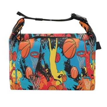 Imagem de STAYTOP Lancheira de basquete de desenho animado com fivela de alça, lancheira isolada para meninos e meninas, lancheira térmica para trabalho escolar