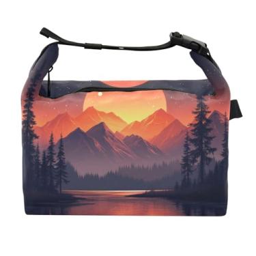 Imagem de STAYTOP Linda lancheira Sunset Mountains com fivela de alça, lancheira isolada para meninos e meninas lancheira para trabalho escolar