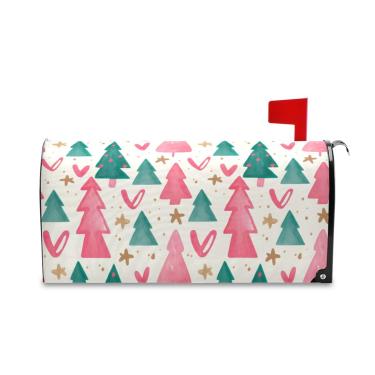 Imagem de Burbuja Capa de caixa de correio magnética, capa de caixa de correio decorativa de árvore de Natal para decoração de jardim e quintal, tamanho grande 52,8 x 64,5 cm