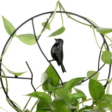 Imagem de Tnfeeon Suporte para Plantas de Ferro, Suporte de Escalada Resistente Com Ornamento de Pássaros, Resistente às Intempéries, Duradouro e Elegante para Jardins Internos e Externos (preto #87)