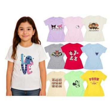 Imagem de kit 10 camisetas infantil meninas sortidas 100%algodão - - MOTHERLY, 1