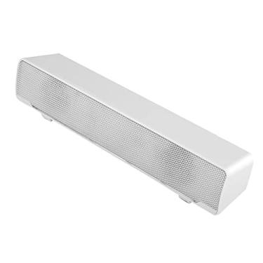 Imagem de Zerodis Barra de Som para PC Portátil, Entrada de áudio de 3,5 Mm, Construção Em Plástico, Compatível Com Desktop, Laptop, TV, Smartphone, Tablet, MP3, Alto-falante para Dispositivos MP4 (Branco)