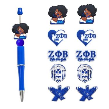 Imagem de Zeta Beta Phi Grânulos focais de silicone temáticos de irmandade a granel para chaveiro faça você mesmo canetas de cordão para fabricação de contas de borracha kit suprimentos (Φ)