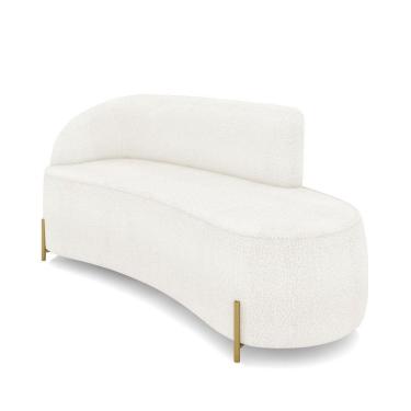 Imagem de Sofá 3 Lugares Orgânico 180cm Pé Dourado Morgan Bouclê Off White D03 - D'rossi