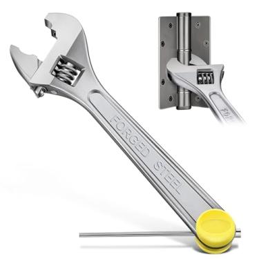 Imagem de Dreyoo Ferramenta de dobradiça de porta ajustável com removedor de pino de dobradiça embutido, chave de ajuste de lacuna, solução versátil de alinhamento de porta, para técnicos, carpinteiros e