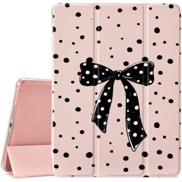 Imagem de JOYLAND Capa com laço de bolinhas para iPad 9ª/8ª/7ª geração, 25,2 polegadas (2021/2020/2019) com suporte de lápis, capa protetora com suporte triplo e parte traseira de TPU macio, rosa