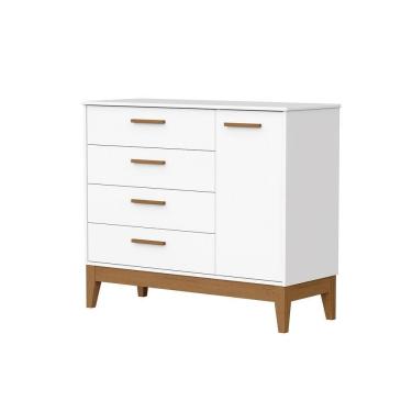 Imagem de Comoda Sapateira Flip 1 Porta 4 Gavetas Branco Fosco