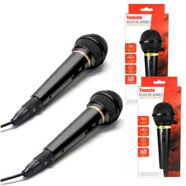 Imagem de Kit com 2 Microfones Dinamicos Para Karaokê Com Fio de 2.5metros Tomat