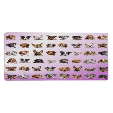 Imagem de Tapete de rato grande rosa animal cão à prova d'água tapete protetor de mesa estendido tapete antiderrapante base de borracha para escritório, computador, teclado, laptop e mesa de casa, tapete de
