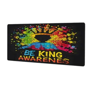 Imagem de Tapete de mouse colorido com design de autismo grande à prova d'água para computador protetor de mesa com base de borracha antiderrapante para escritório, computador, teclado, laptop e mesa doméstica