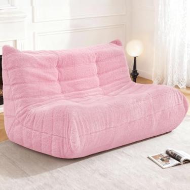 Imagem de Cansunna Bean Bag poltrona de sofá grande poltrona para adultos cadeira de lareira espreguiçadeira com espuma de memória para casa, apartamento ou local de jogos (pelúcia rosa)
