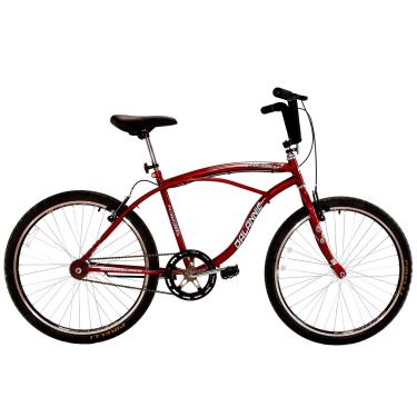 Imagem de Bicicleta Masculina 26 Beach Vermelha Monomarcha com Aros duplos e Pneus Slik - Dalannio Bike