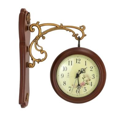 Imagem de Relógio de Parede Estação Marrom de Dois Lados - Design Clássico para Ambientes Residenciais e Comerciais, Tamanho Ideal para Visibilidade Clara
