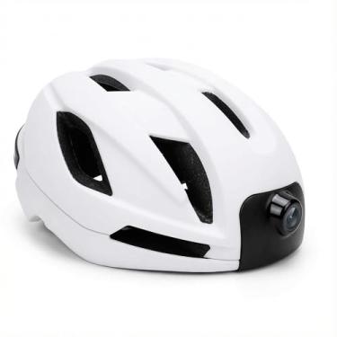 Imagem de Yunseity Capacete de Bicicleta Com Câmera Bluetooth, Gravador de Vídeo HD 1080P, de Luz Traseira Inteligente, Conectividade e Memória Bluetooth, de Luz Traseira Inteligente (WHITE)
